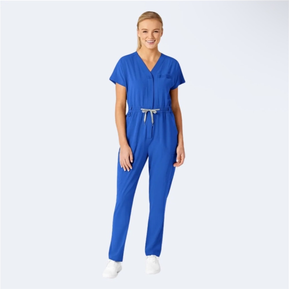 WonderWink Renew Women's Zip Front Scrub Jumpsuit | Royal | Size S